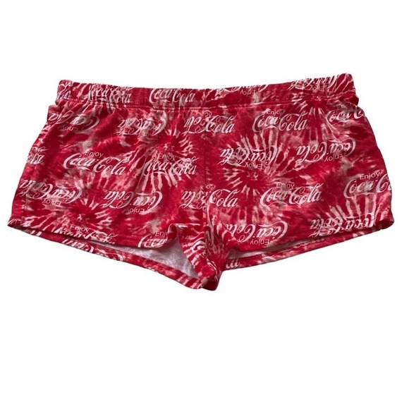 Coca Cola Novelty Tie Dye Boy Shorts Red White 2XL French Terry Pull On Bootie - Picture 1 of 6